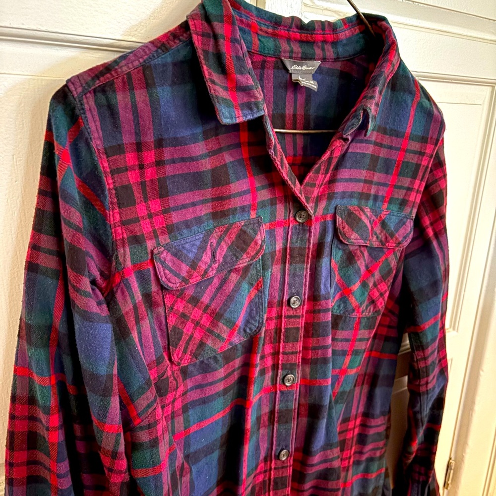 Eddie Bauer Plaid Button Down -- Women's MEDIUM